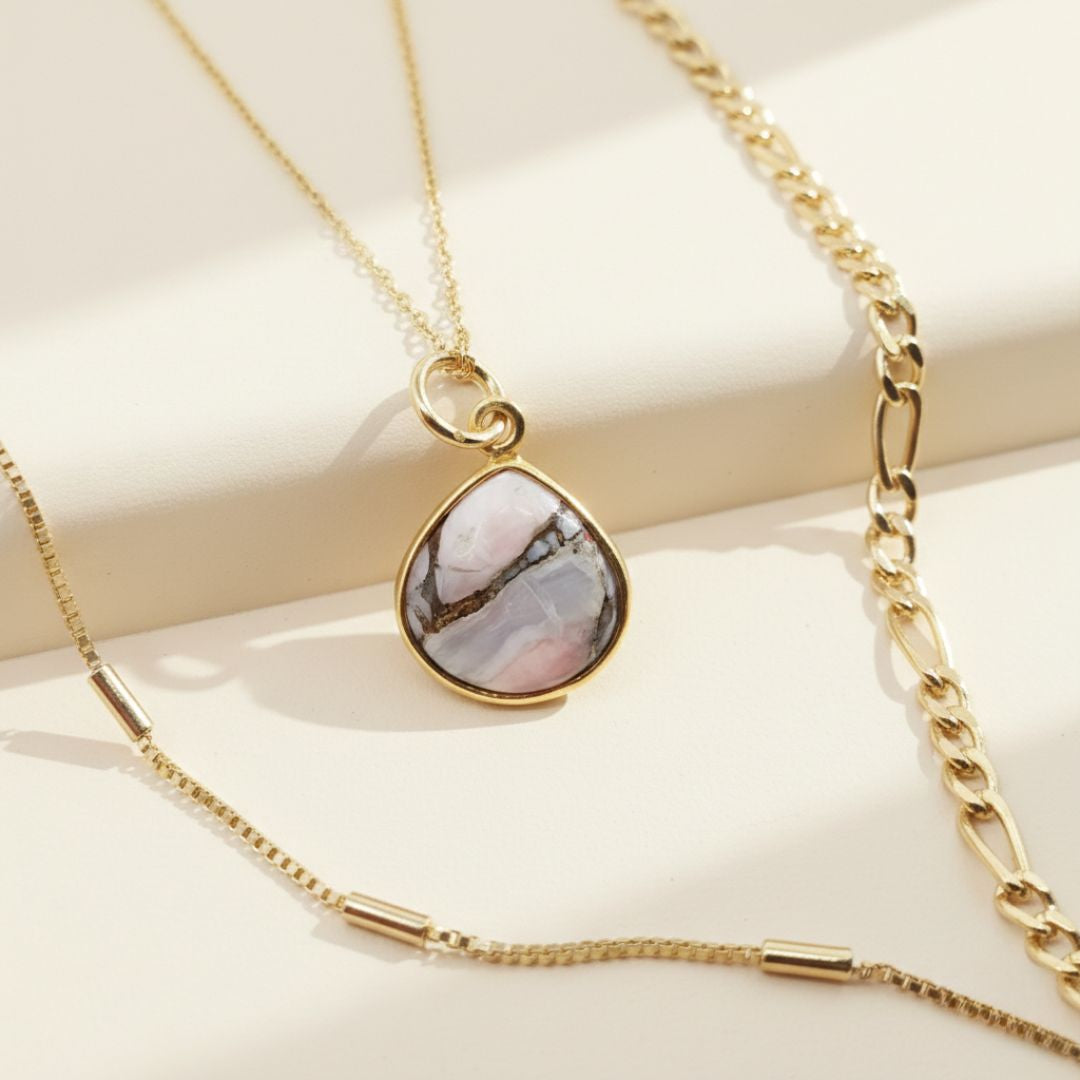 18ct Gold Vermeil Plated Opal October Birthstone Necklace