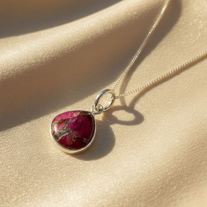 Garnet January Birthstone Sterling Silver Charm Necklace