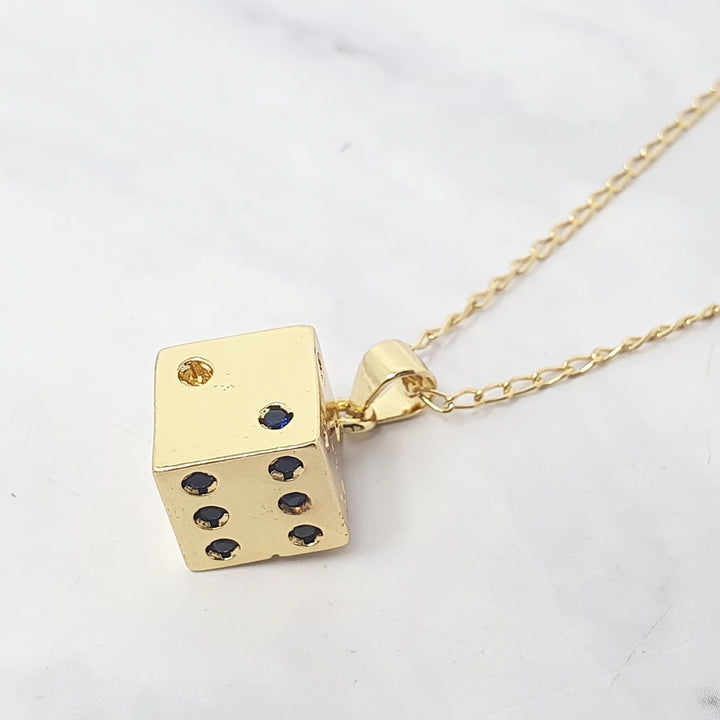 Lucky Dice Dainty Charm Gold Plated Necklace