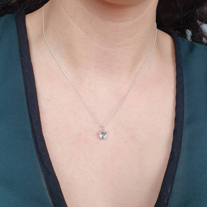 Mini Heart Silver Diamond April Birthstone Necklace