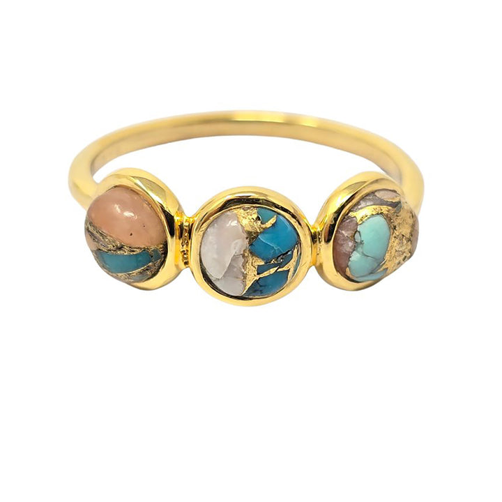 Minimalist Opal Turquoise Gemstone Gold Vermeil Ring