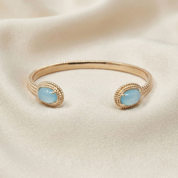18ct Gold Plated Blue Agate Bangle