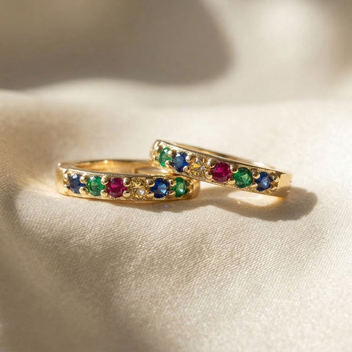 Sapphire Emerald Citrine Ruby Gemstone Gold Plated Huggie Hoops