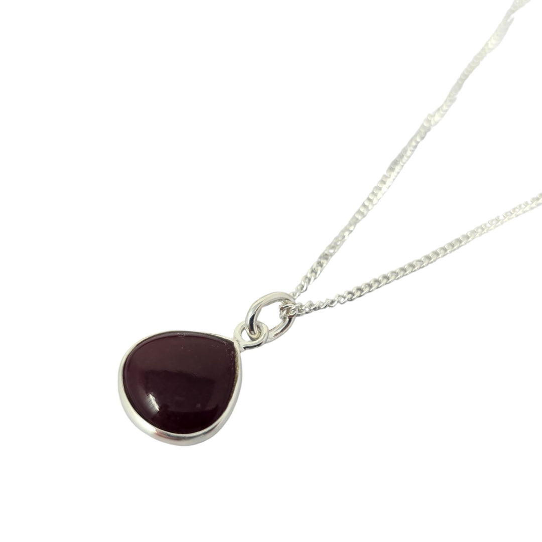 Dark Ruby 40th Birthday Gift Gem Silver Necklace