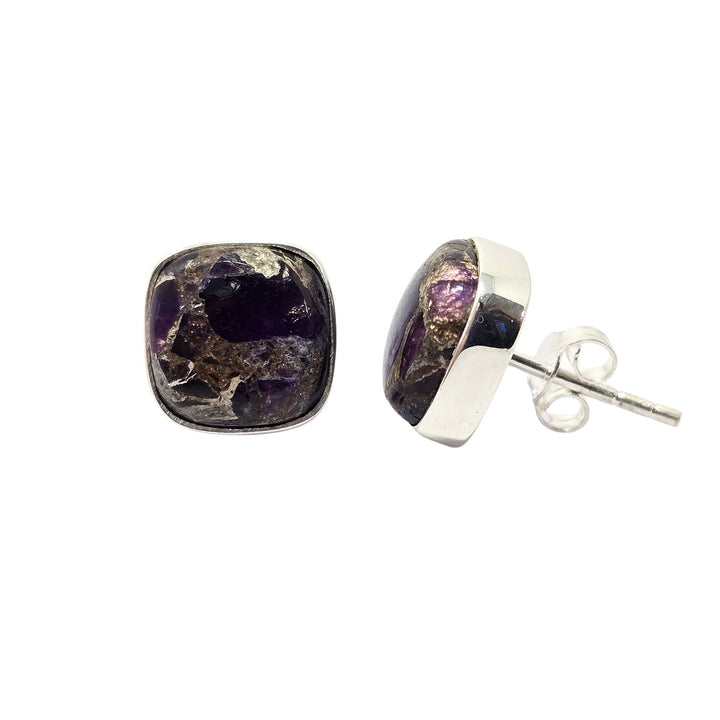 Amethyst February Birthstone Silver Stud Earrings