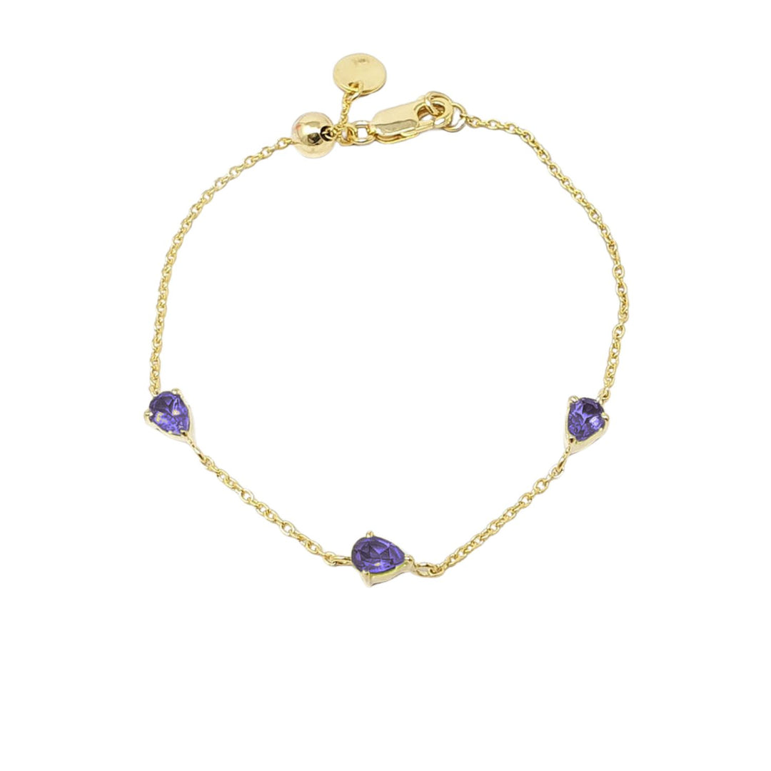 Amethyst February Birthstone Minimalist Gold Vermeil Plated Bracelet