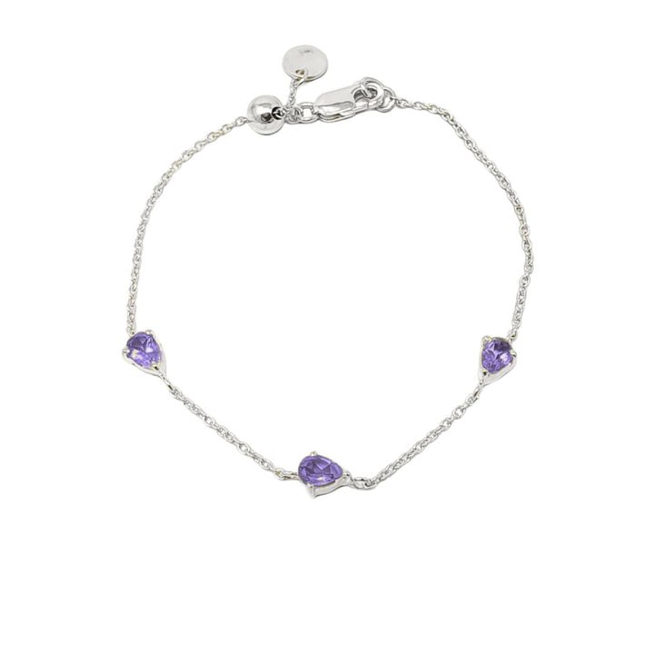 Amethyst February Birthstone Minimalist Sterling Silver Bracelet