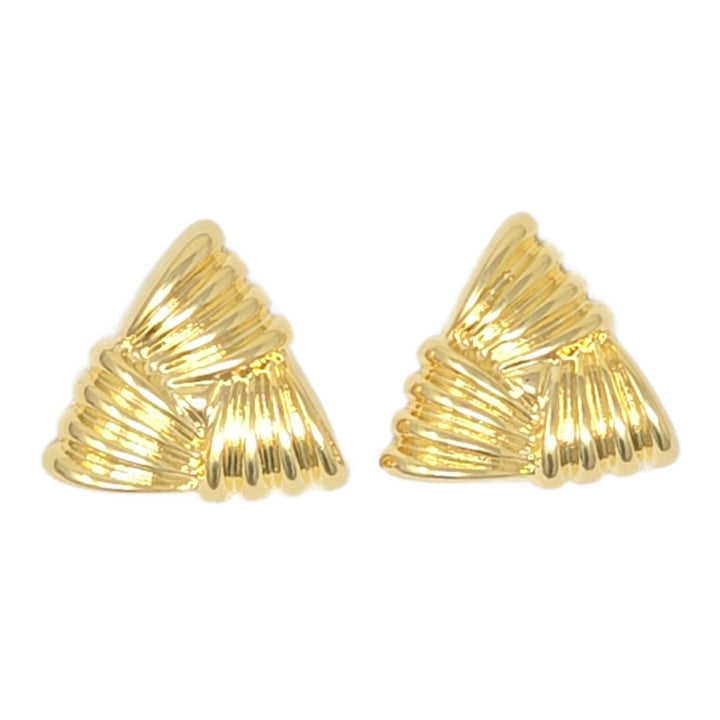 Large Gold Plated Textured Triangle Earrings