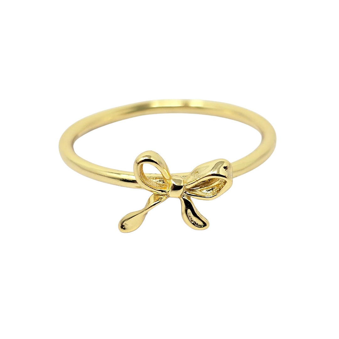 Bow Tie Bowknot Thin Gold Plated Stacking Ring