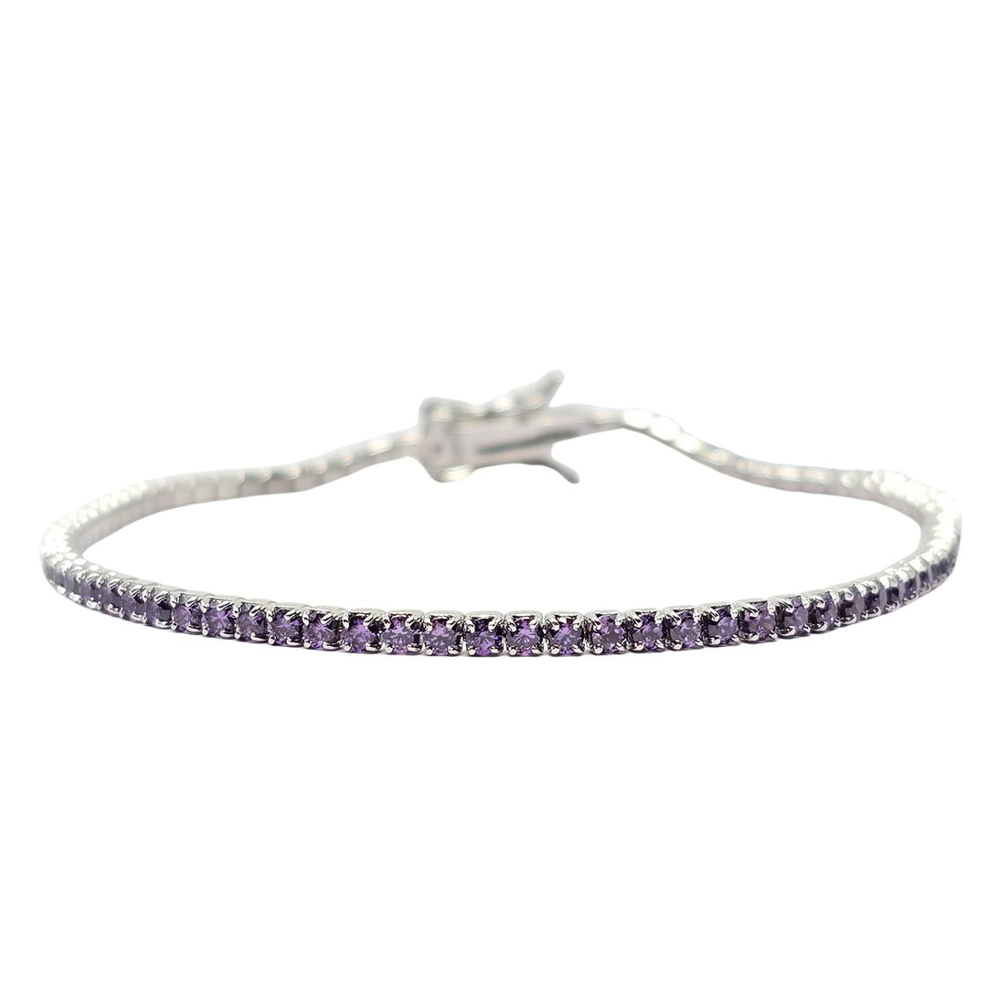 Sterling Silver Amethyst Gemstone Tennis Bracelet