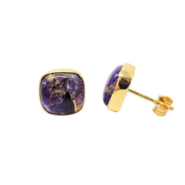 Amethyst February Birthstone Gold Vermeil Stud Earrings