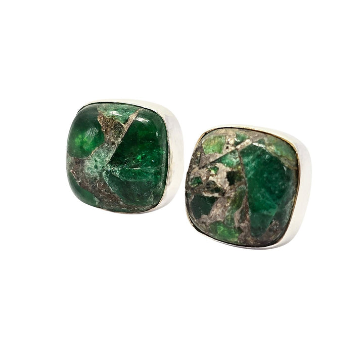 Emerald May Birthstone Sterling Silver Stud Earrings