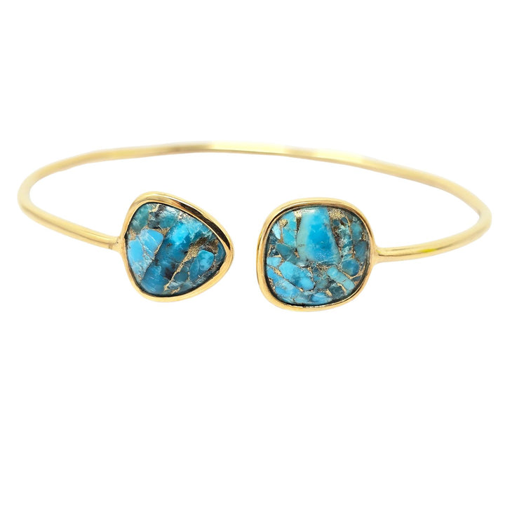 Blue Turquoise Gemstone Adjustable Bangle Bracelet