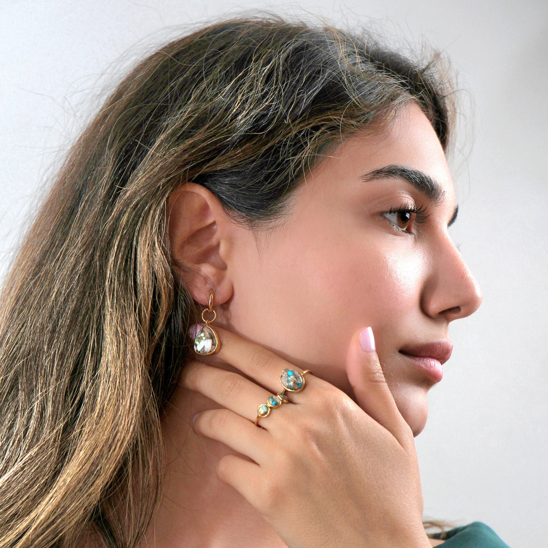 Statement Opal Turquoise Gemstone Gold Vermeil Ring