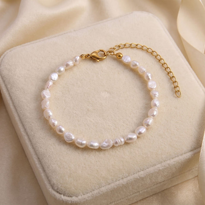 Gold Plated Natural Freshwater Pearl Bracelet