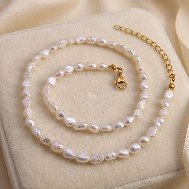 Gold Plated Natural Freshwater Pearl Choker Necklace
