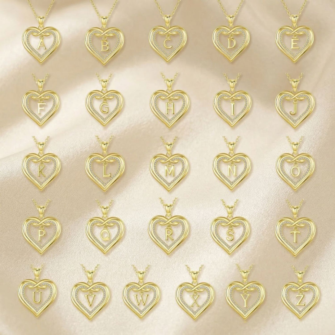 Statement Love Heart Initial Necklace Gold Plated Necklace