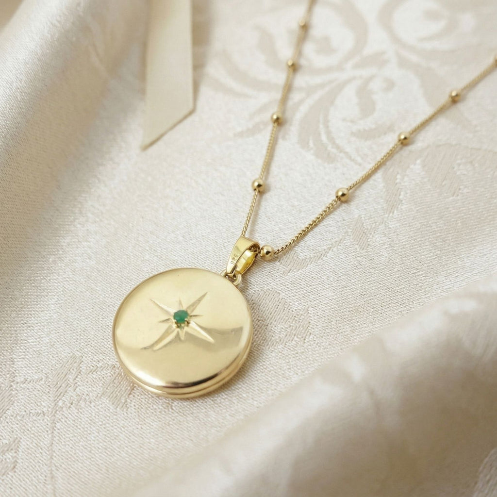 18ct Gold Vermeil Plated Birthstone Locket Necklace