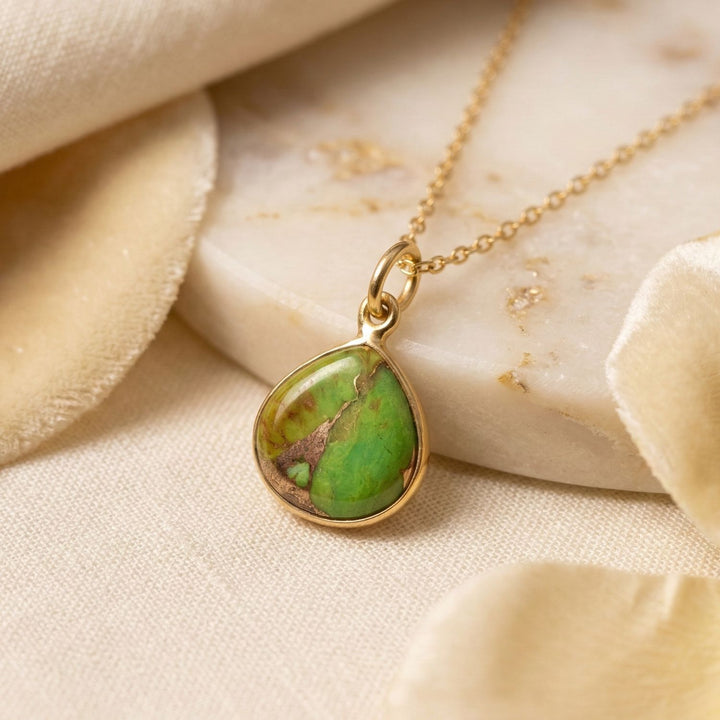 18ct Gold Vermeil Plated Peridot August Birthstone Crystal Necklace