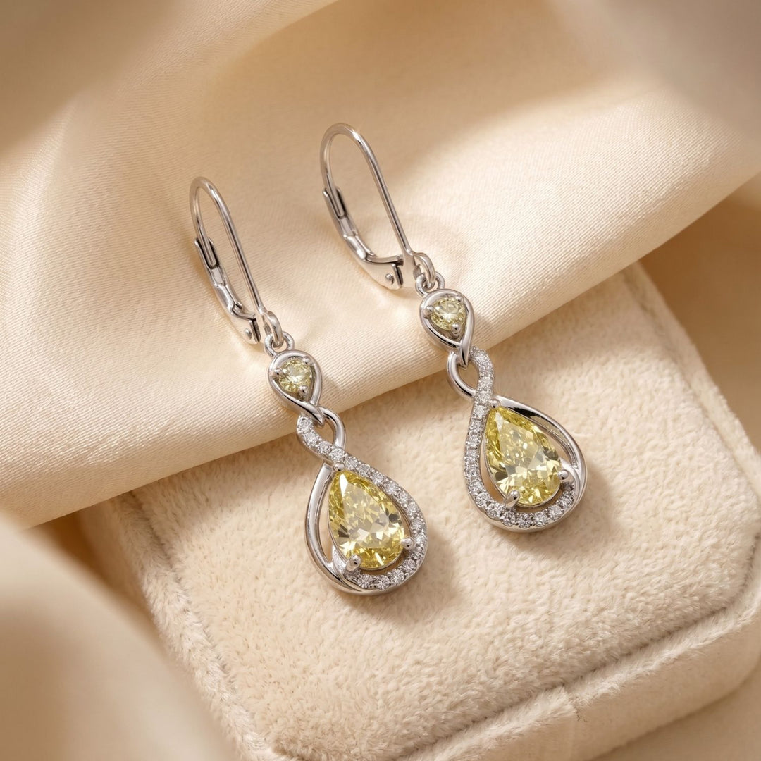 Peridot August Birthstone Teardrop Dangle Sterling Silver Earrings