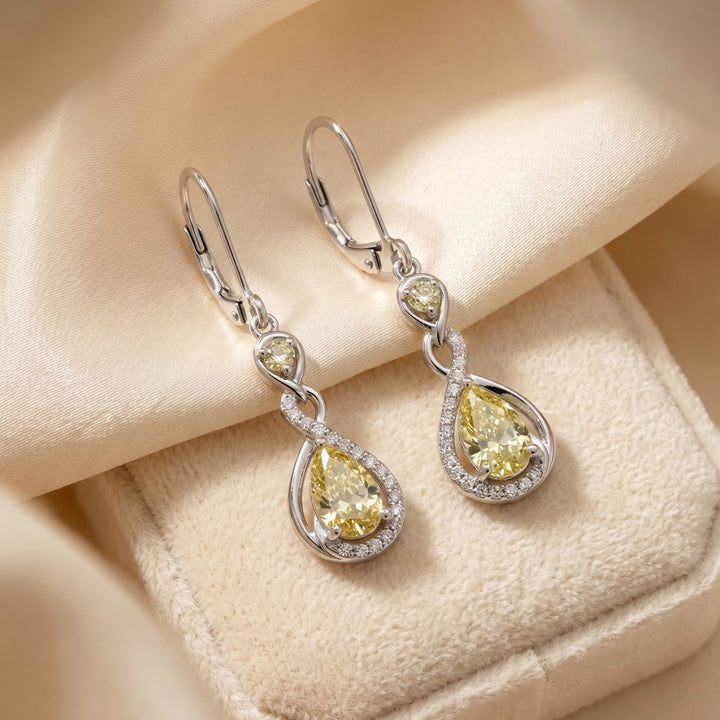 Peridot August Birthstone Teardrop Dangle Sterling Silver Earrings