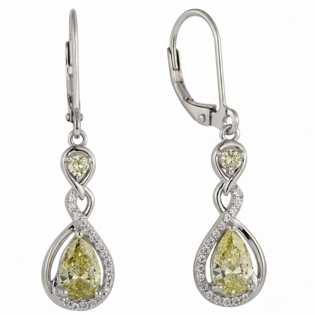 Peridot August Birthstone Teardrop Dangle Sterling Silver Earrings