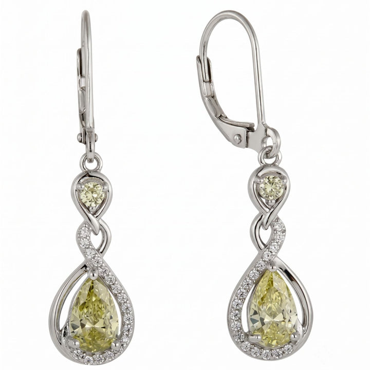 Peridot August Birthstone Teardrop Dangle Sterling Silver Earrings