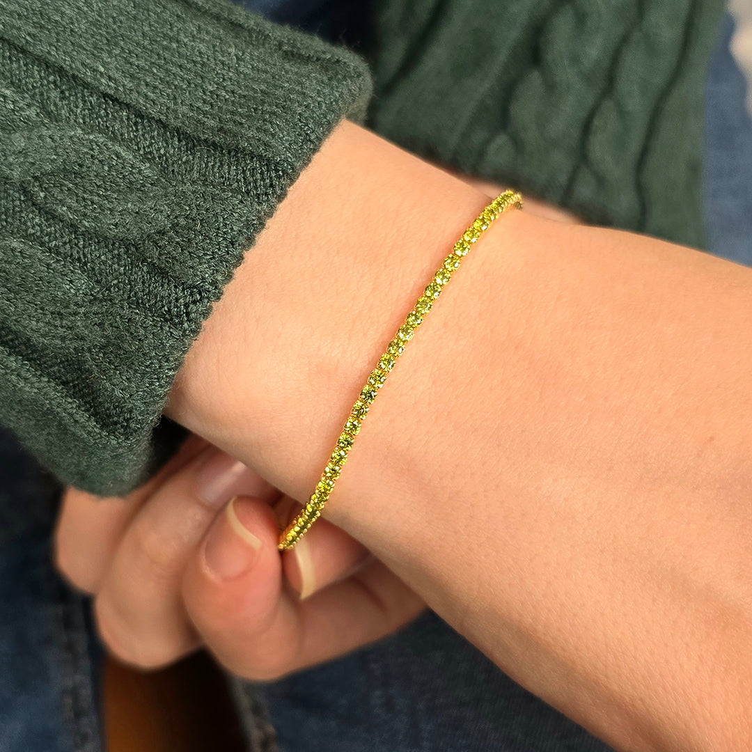 Peridot August Birthstone Dainty Tennis Bracelet