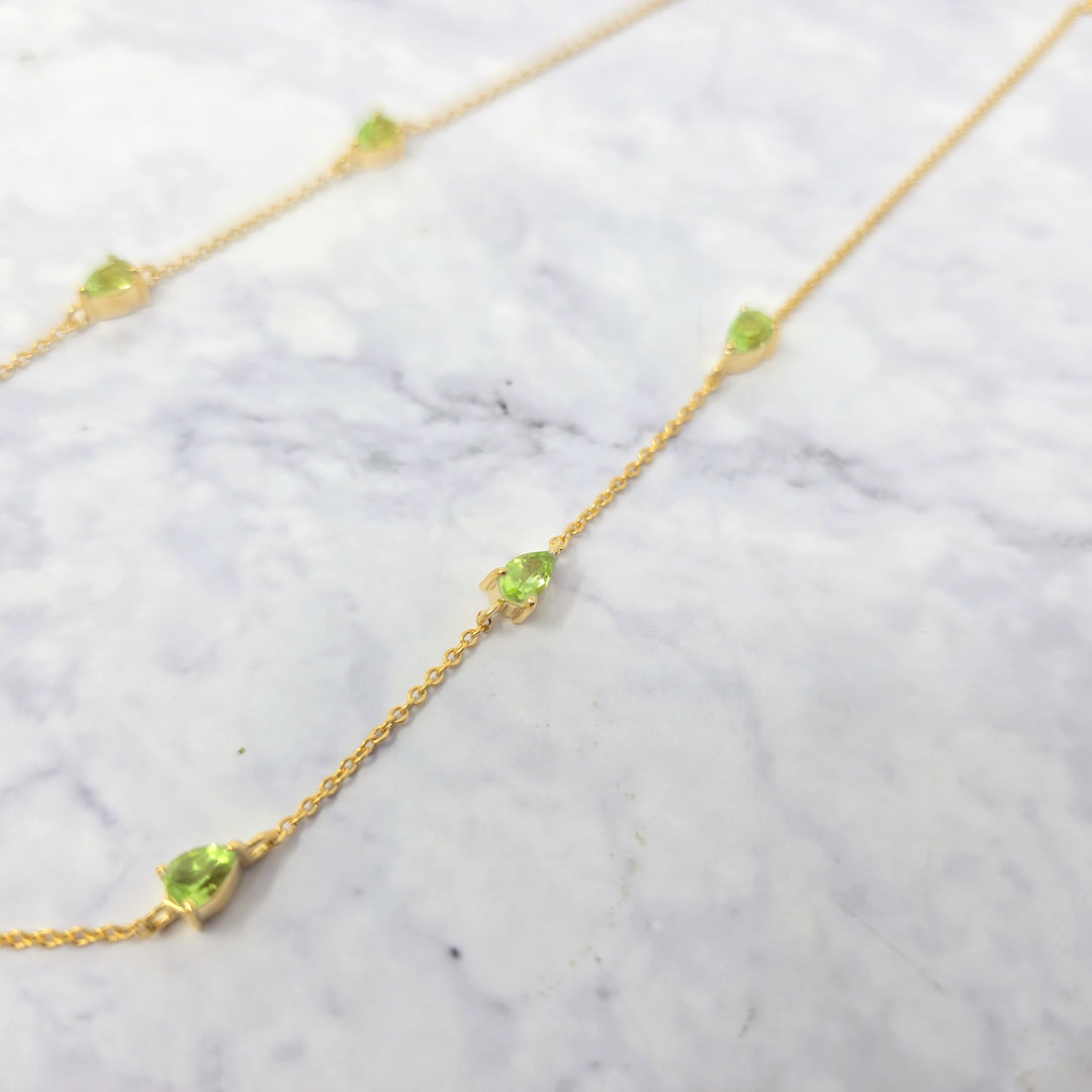 Peridot August Birthstone Minimalist Gold Vermeil Plated Necklace