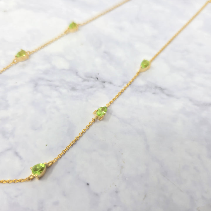 Peridot August Birthstone Minimalist Gold Vermeil Plated Necklace