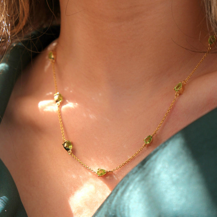Peridot August Birthstone Minimalist Gold Vermeil Plated Necklace