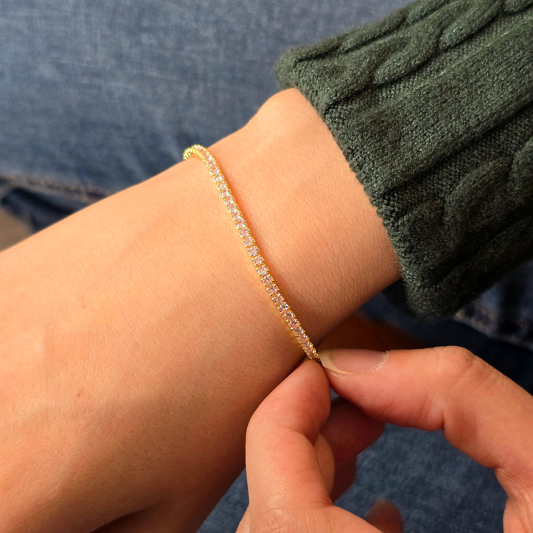 Pink Tourmaline October Birthstone Tennis Bracelet