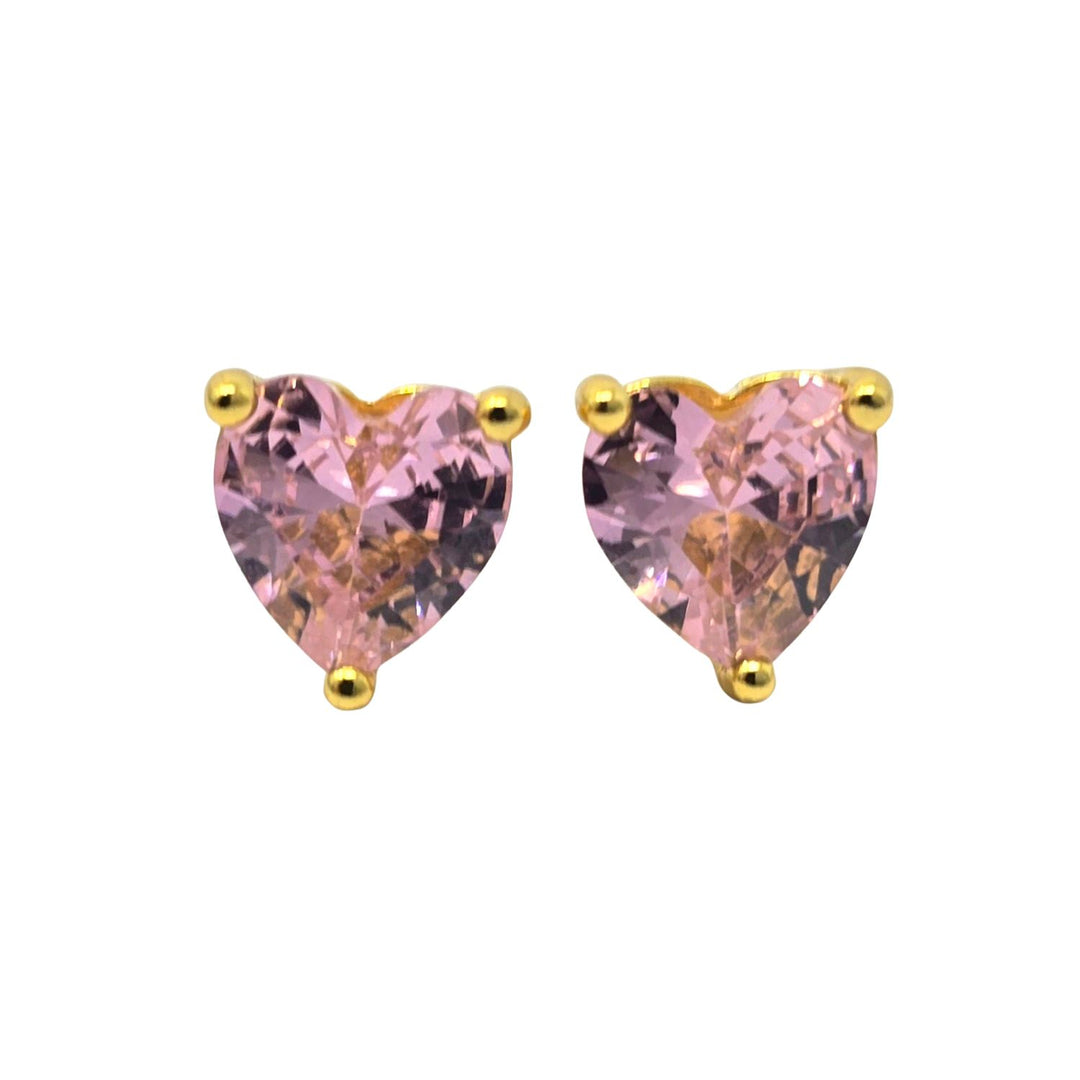 Pink Tourmaline Heart October Birthstone Stud Earrings