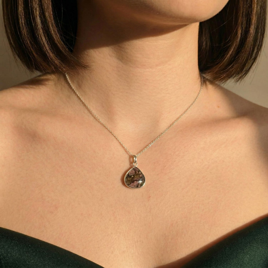 Silver Pink Tourmaline October Birthstone Gemstone Crystal Necklace