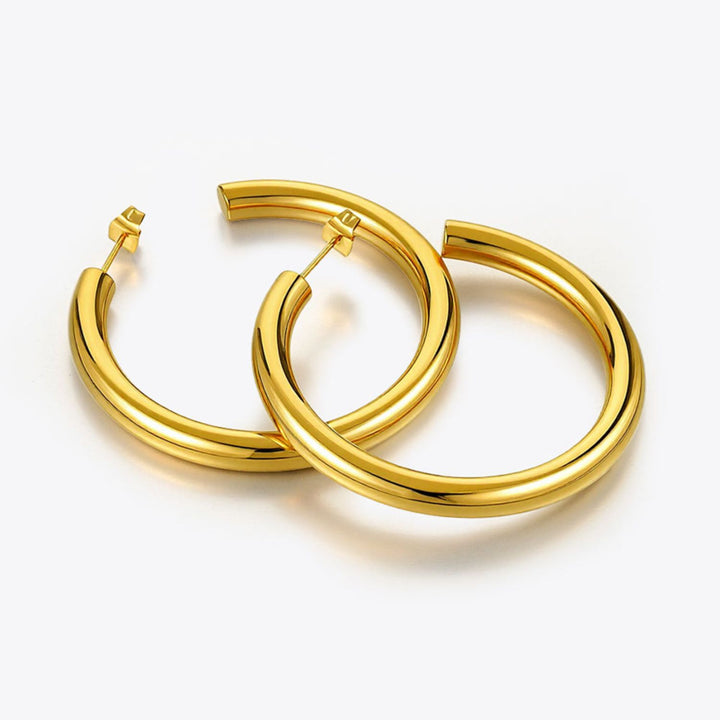 Simply Chunky Gold Plated Hoop Stud Earrings