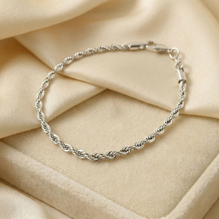 Rope Chain Shiny Silver Minimalist Elegant Bracelet