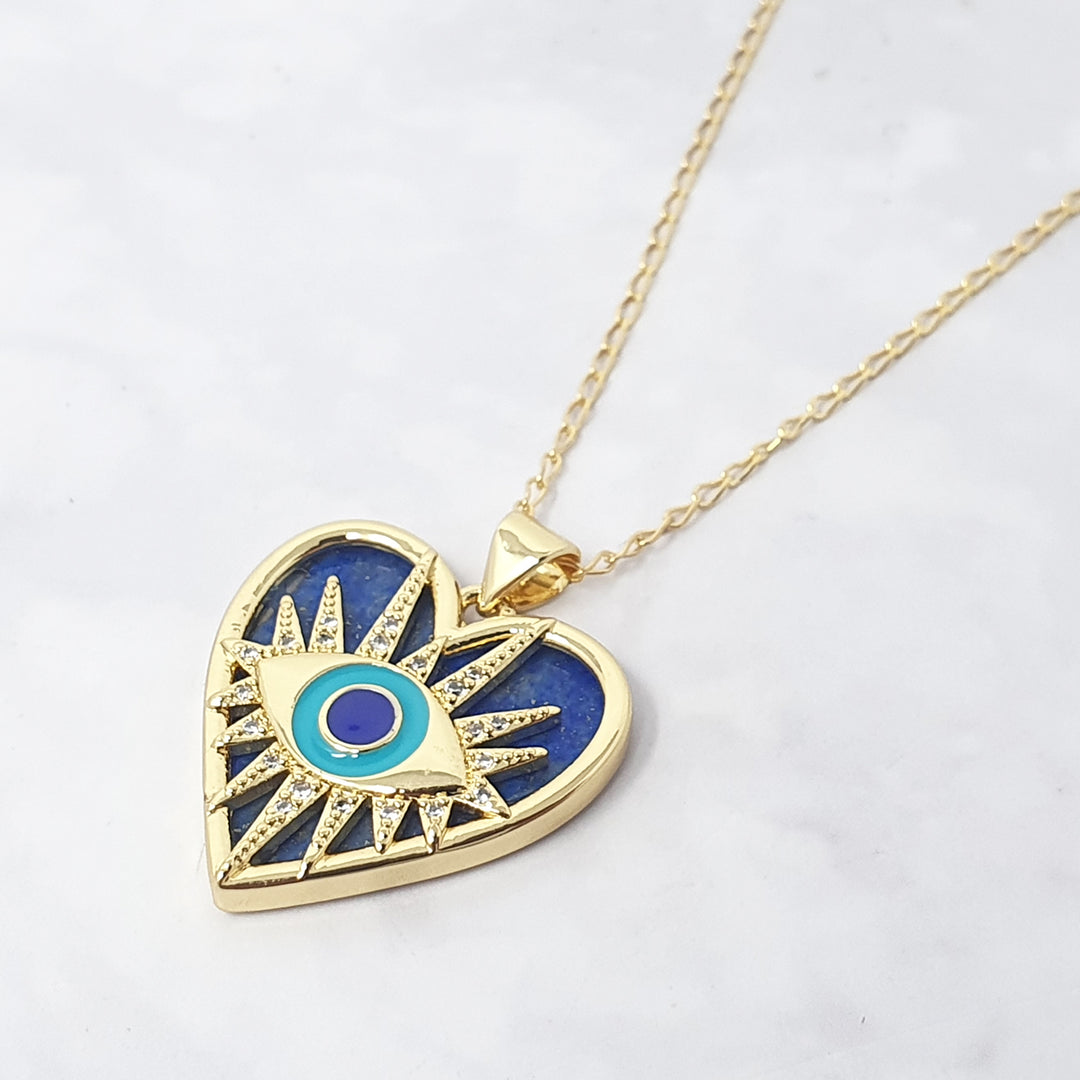 Protection Lapis Lazuli Blue Evil Eye Necklace
