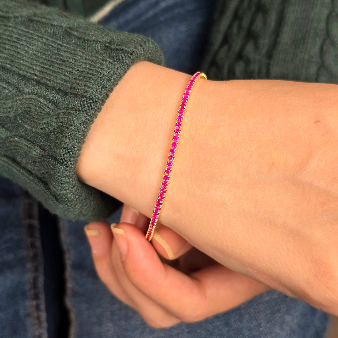 Ruby July Birthstone Dainty Tennis Bracelet