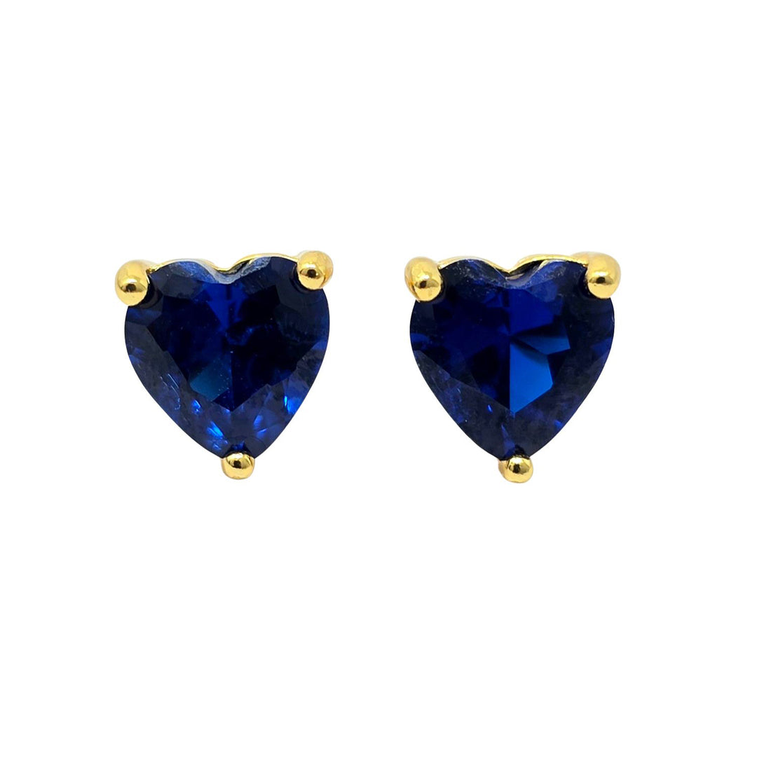 Sapphire Heart September Birthstone Stud Earrings