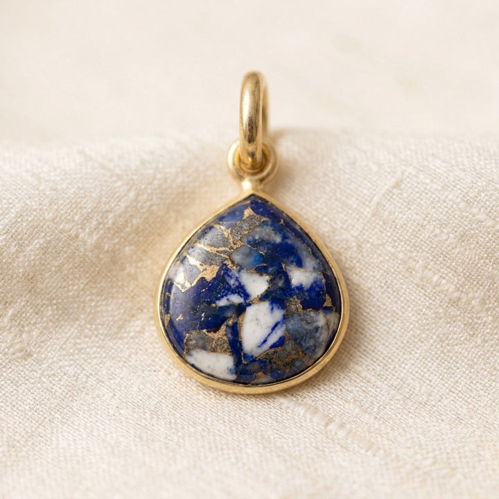 18ct Gold Plated Lapis Lazuli Heart Birthstone Pendant