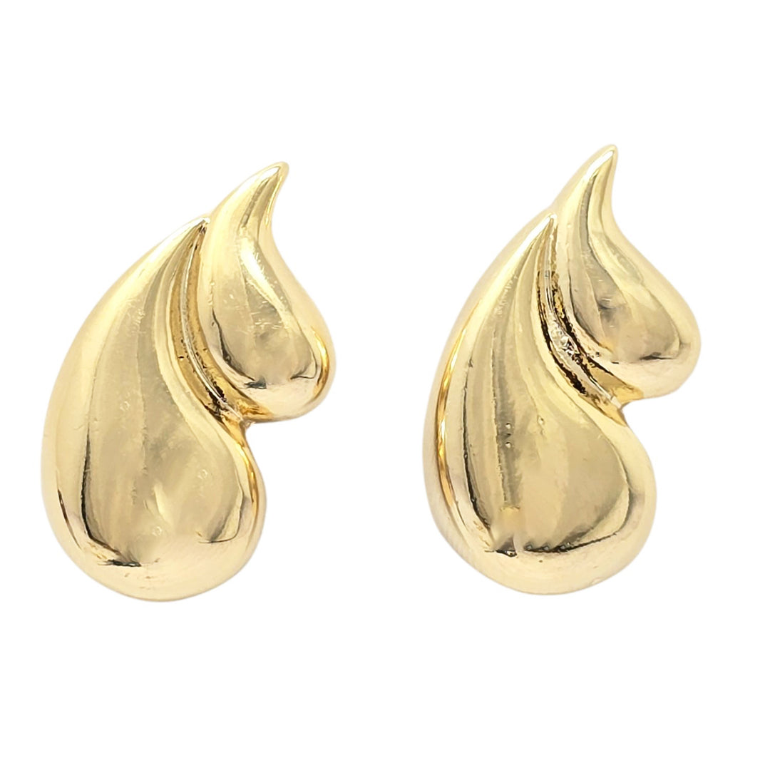 Statement Dual Tear Drop Gold Pated Earrings