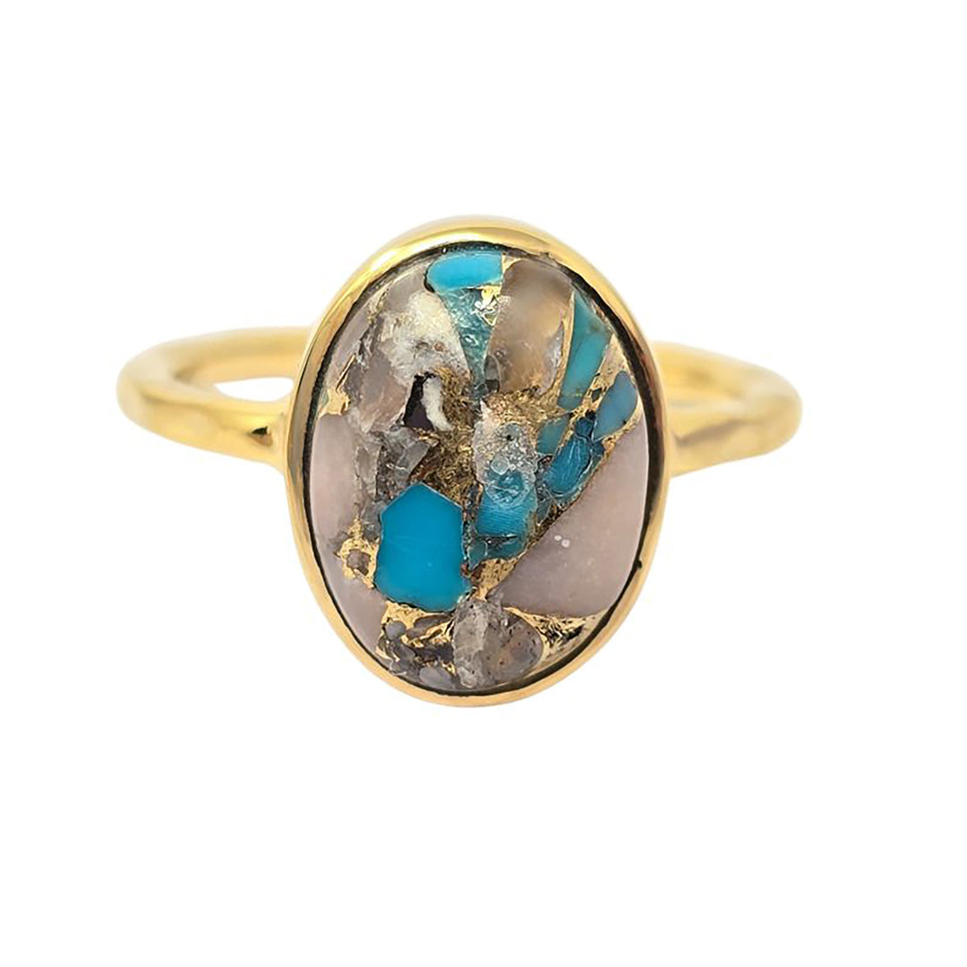 Statement Opal Turquoise Gemstone Gold Vermeil Ring