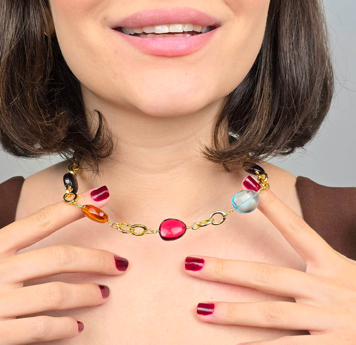 Statement Personalised Birthstone Charm Camelia Necklace