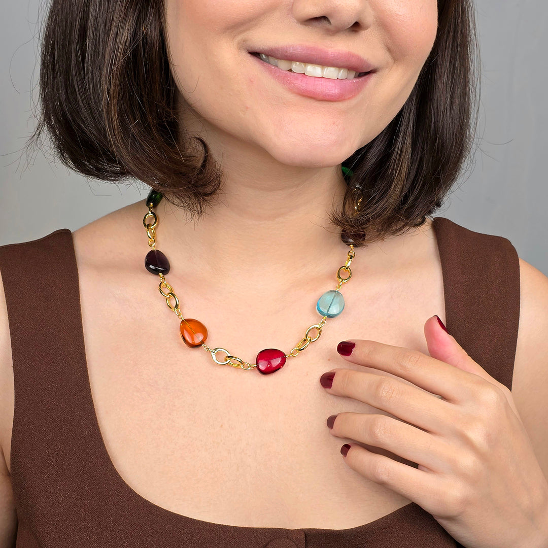 Statement Personalised Birthstone Charm Camelia Necklace