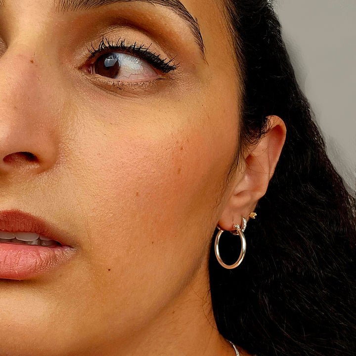 Sterling Silver 20mm Sleeper Creole-Hinged Hoop Earrings