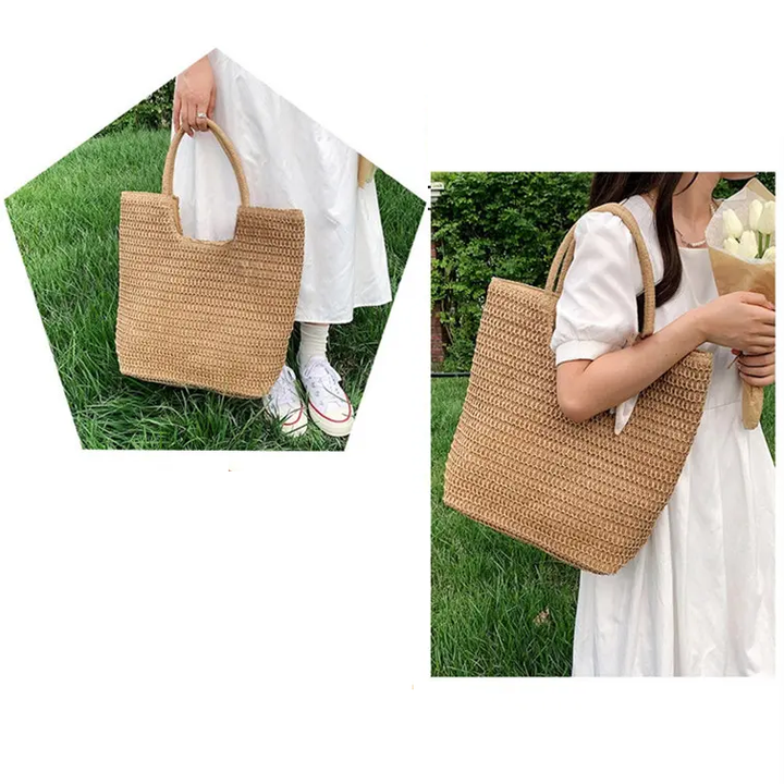 Straw Bag: Lightweight Luxury Macrame Beach Tote for Ladies – Chic Long Handbag