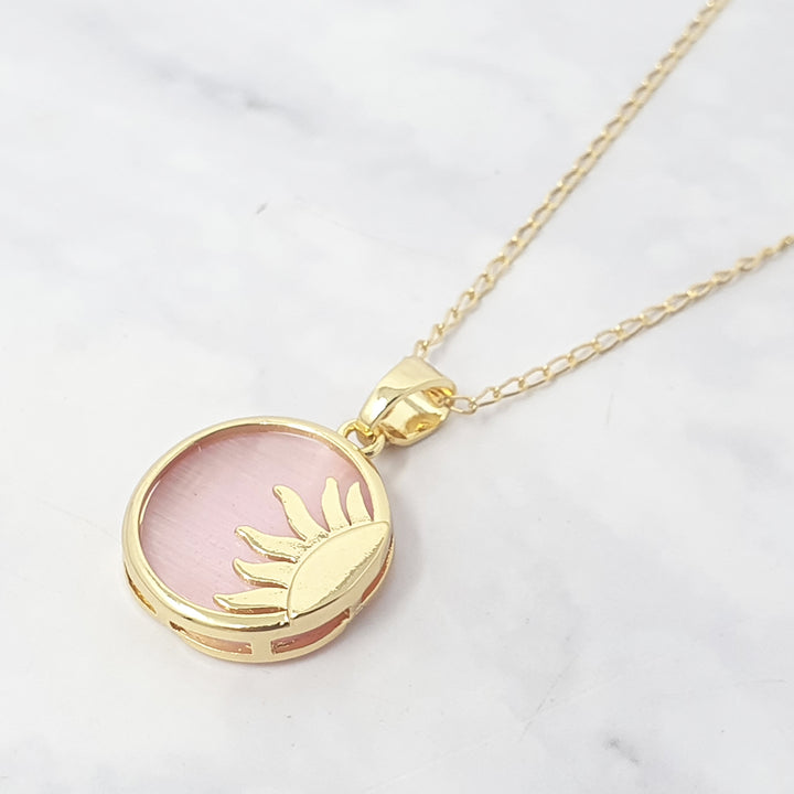 Sun Pendant Celestial Coin Dainty Gold Plated Necklace