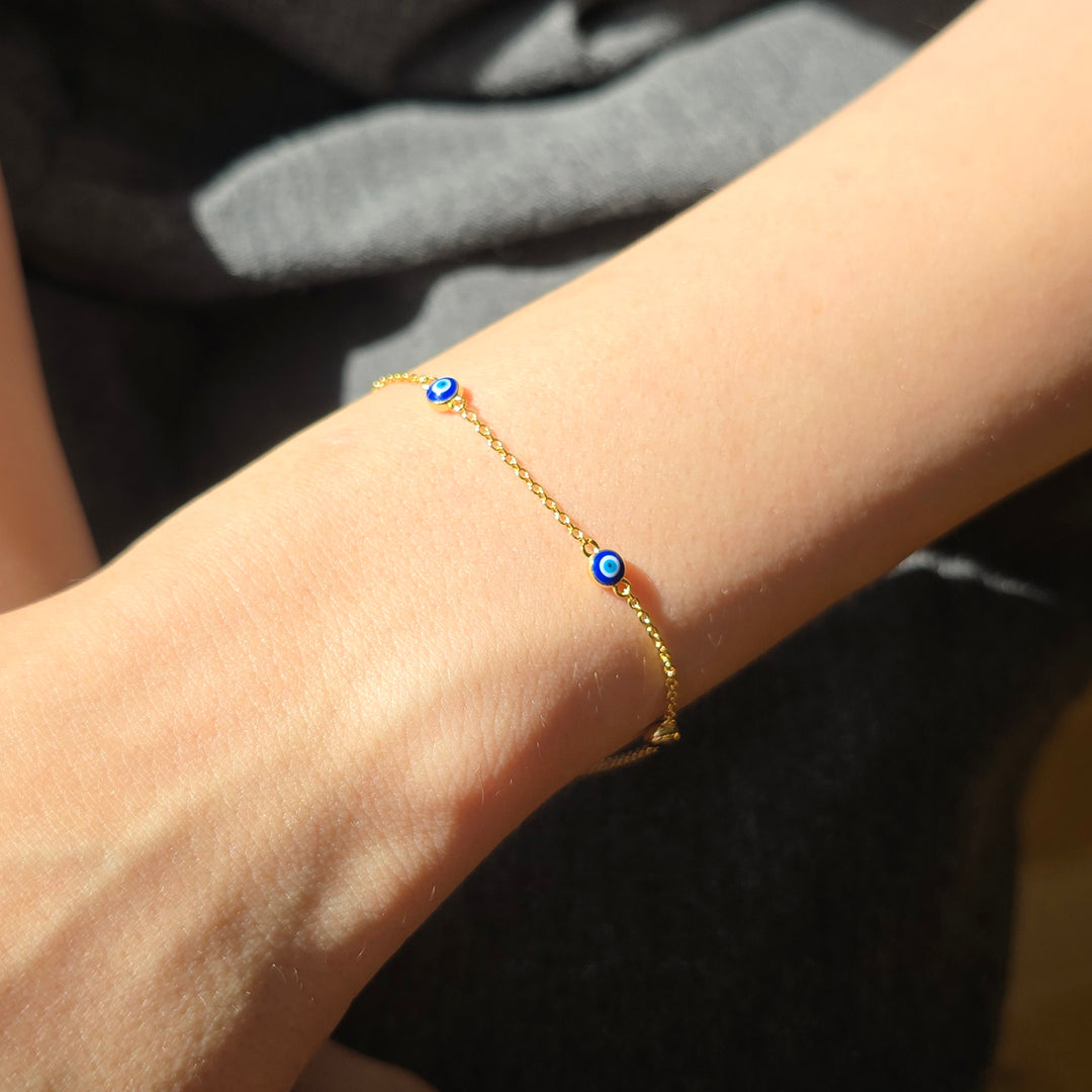 Turkish Evil Eye Gold Plated Charm Friendship Bracelet