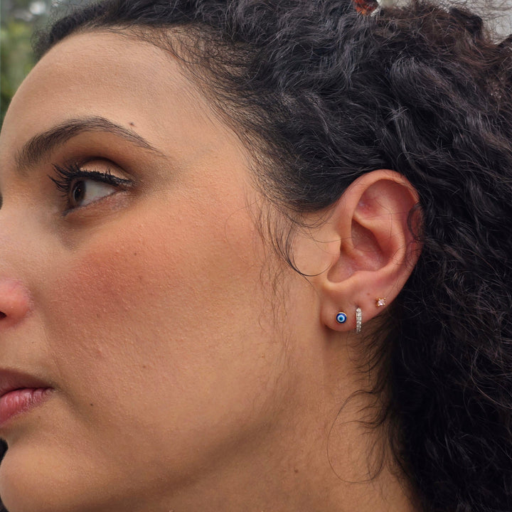 Turkish Evil Eye Nazar Protective Gold Stud Earrings