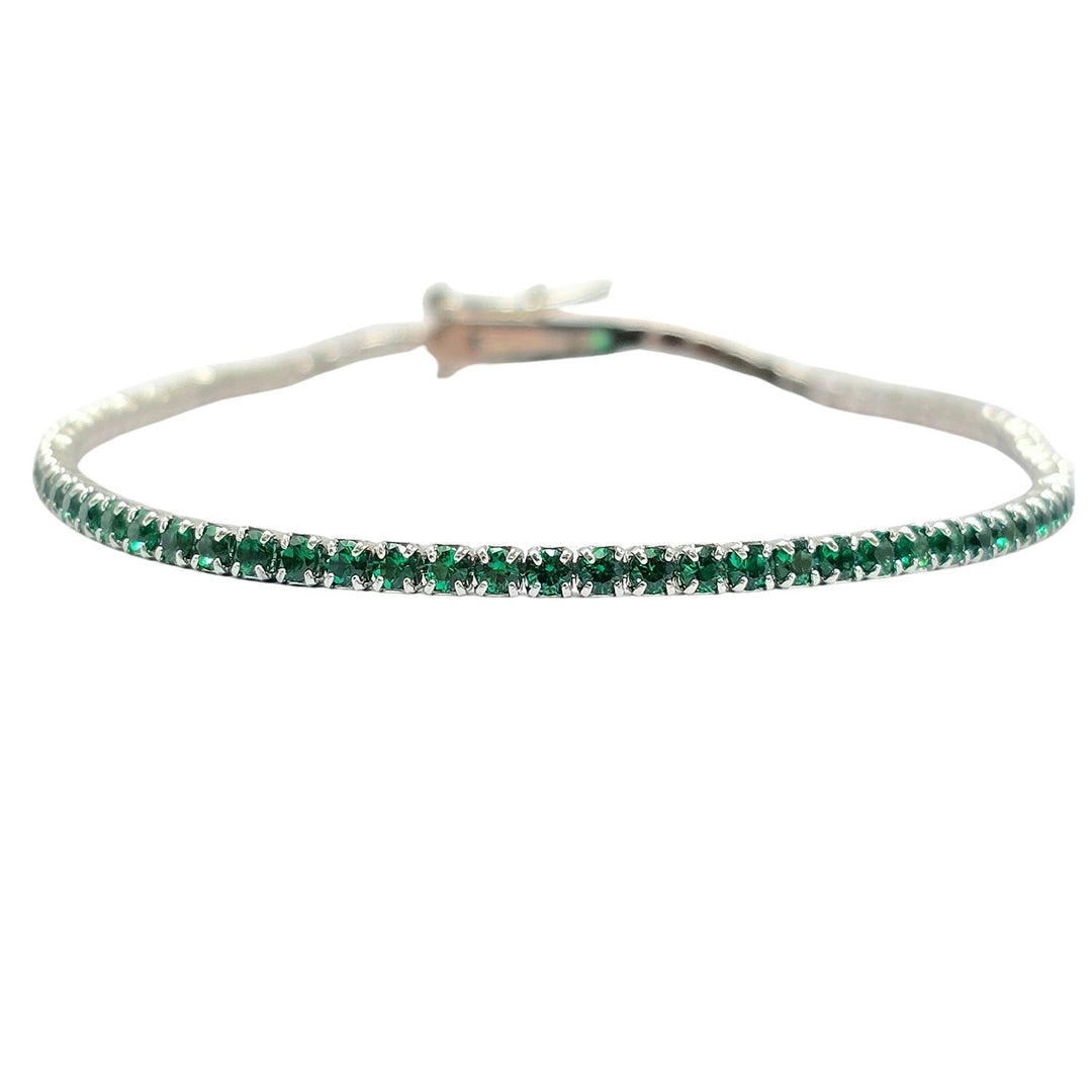 Emerald Gemstone Sterling Silver Tennis Bracelet